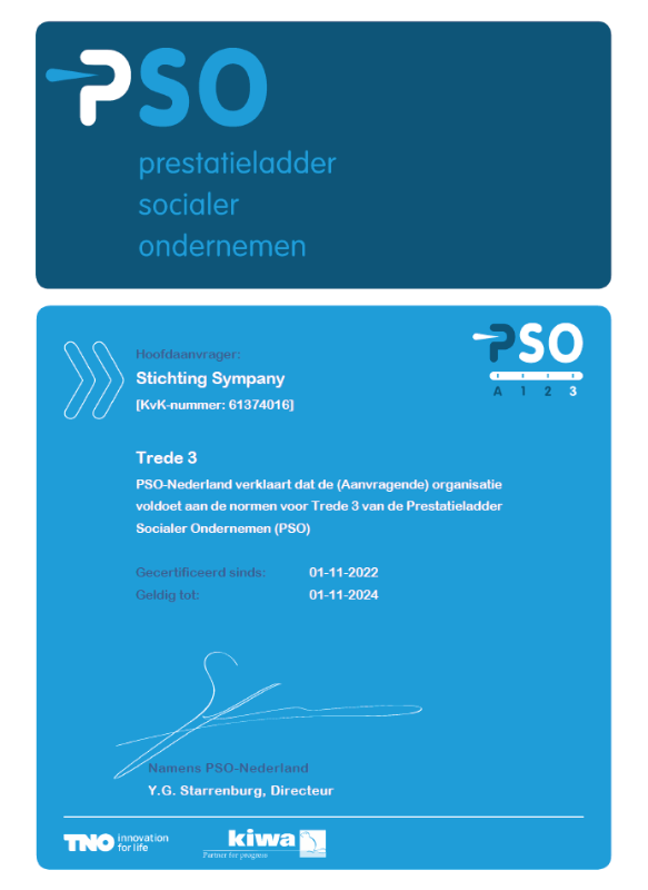 PSO certificaat Trede 3 toegekend aan Sympany